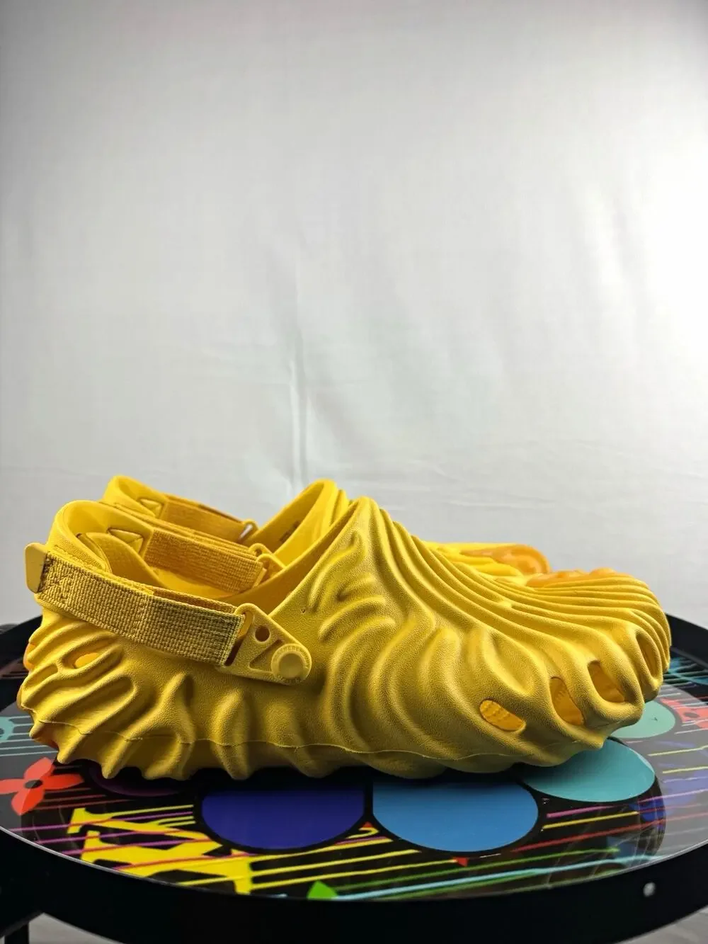 The yellow Crocs Pollex Clog designed by Salehe Bembury in the 